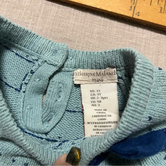 Catherine Malandrino Mini Girls Long Sleeve Knit Sweater Dress with bow Size 3T - Picture 4 of 8